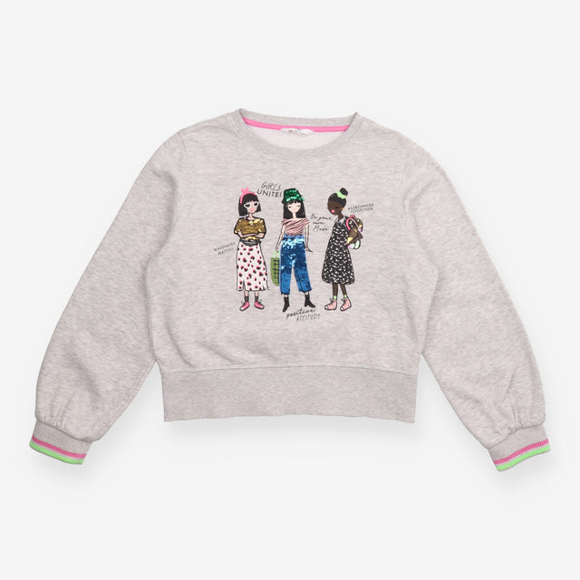 Jersey Sweater Grey ''Girls Unite'' Applique