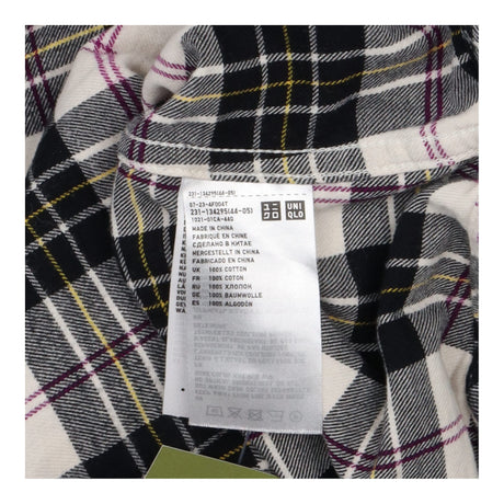 Checked Flannel Shirt Cream Pintuck Long Sleeve