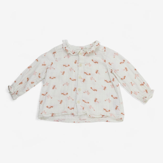 Blouse Cream with Pink and Brown Birds