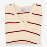Vintage Izod Lacoste V-Neck Jumper Cream Striped