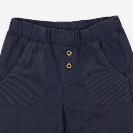 Joggers Navy Ribbed pockets wooden buttons