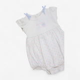 Shortie Romper White Blue & Pink Spots