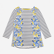 Top Striped Floral Navy White 3/4 Sleeve