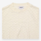 Top Cream Pointelle Open Knit Short Sleeve
