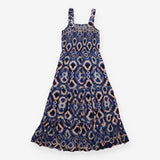 Dress Sleeveless Tiered Blue Abstract