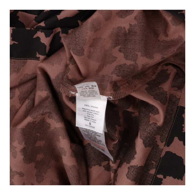 Shirt dress mocha and black absract print