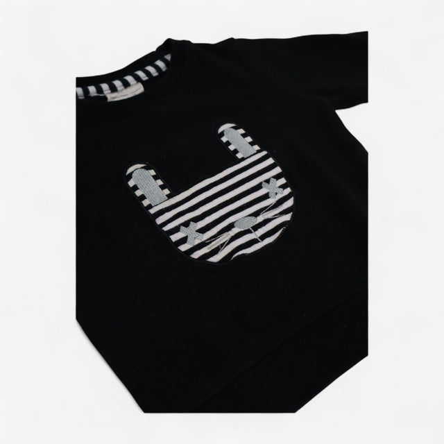 Sweatshirt Black with Mono Bunny