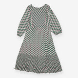 Midi Dress Green Floral print - Vneck wrap style