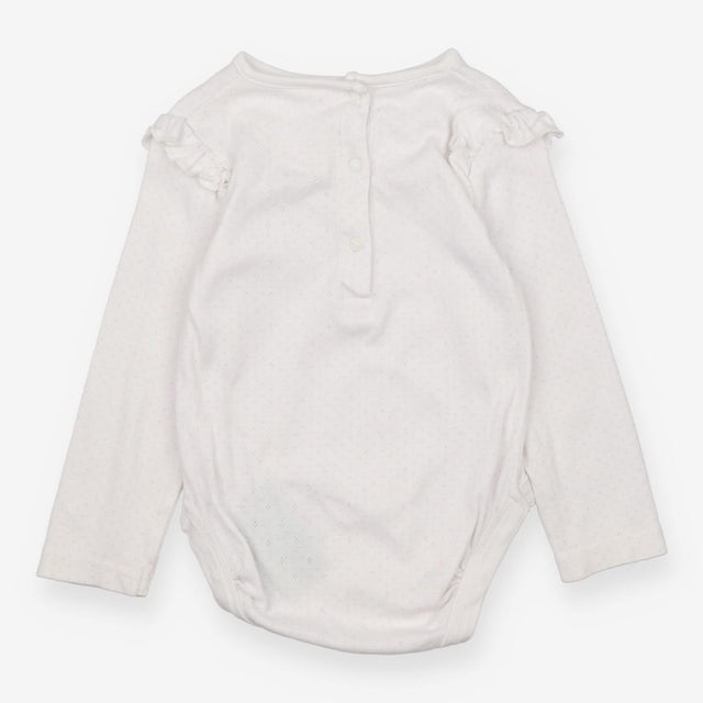 Bodysuit White Frill Shoulder with Spots