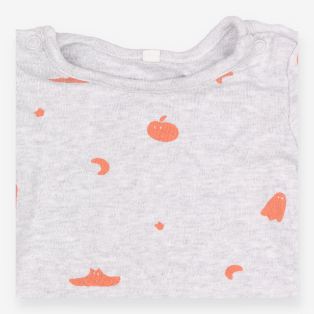 Pyjamas grey orange Halloween symbols
