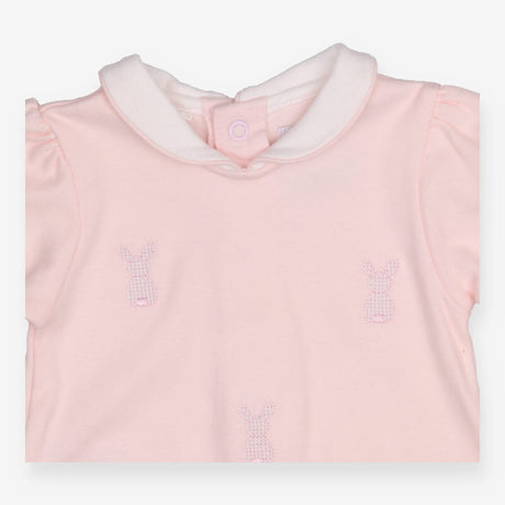 Sleepsuit collared pink bunny