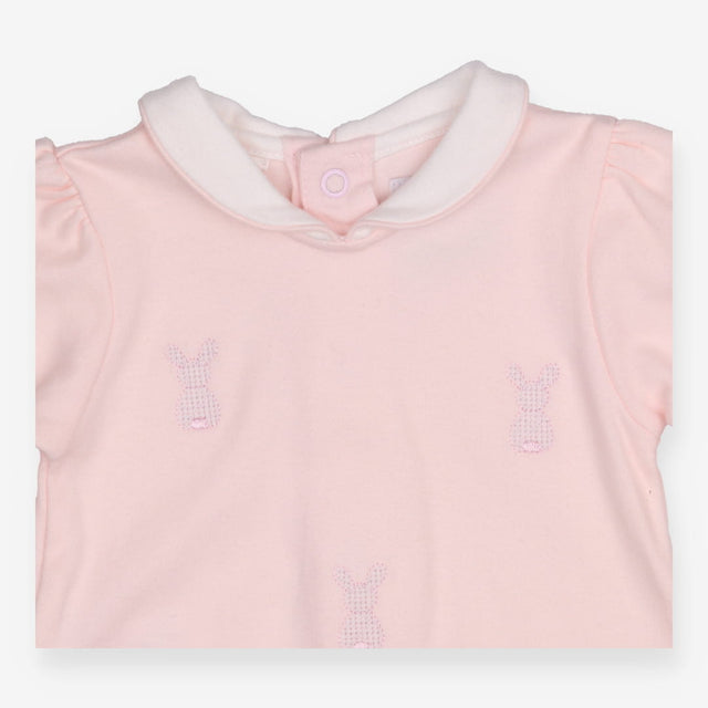 Sleepsuit collared pink bunny