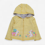 Hoodie Reversible Yellow Stripe and Ditsy Print wi