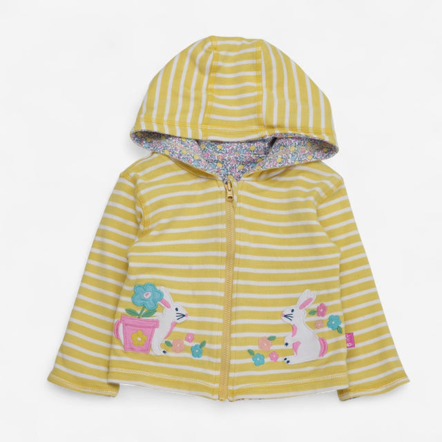 Hoodie Reversible Yellow Stripe and Ditsy Print wi