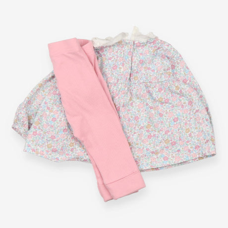 Dress and leggings pink ditsy with collar