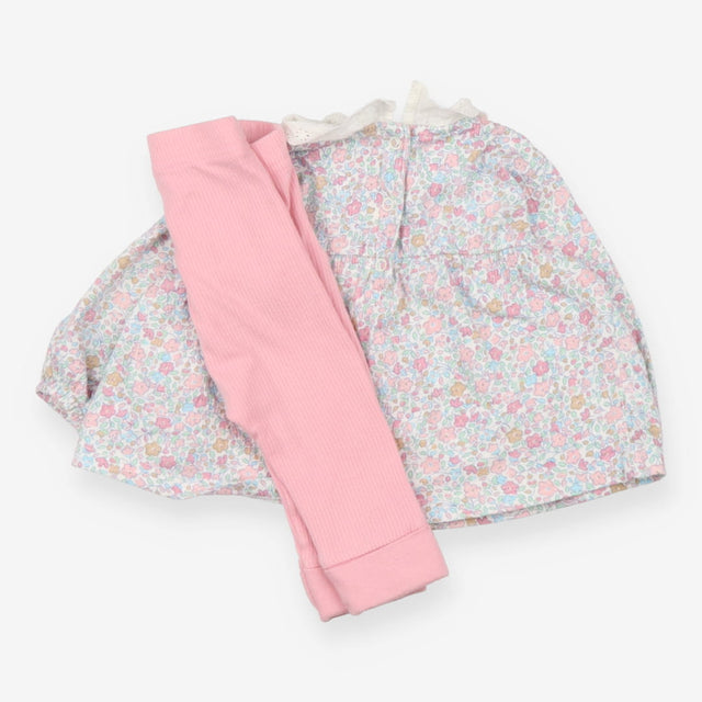 Dress and leggings pink ditsy with collar