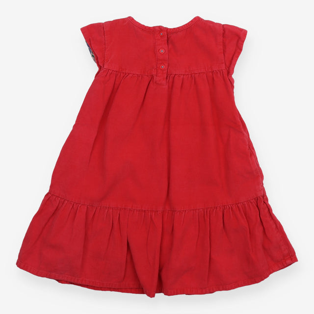 Red Cord Dress with Floral Lining