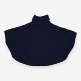 Navy Roll Neck Poncho with Pocket