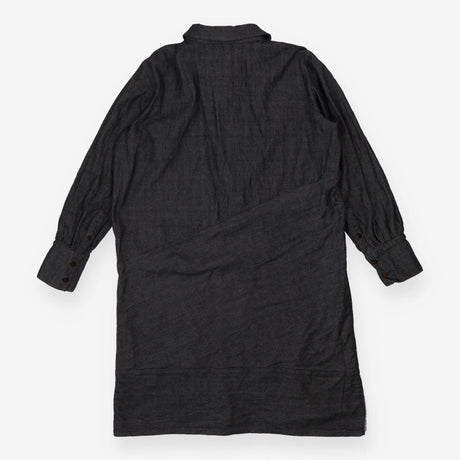 Organic Cotton Shirt Dress | Grey Herringbone Weav
