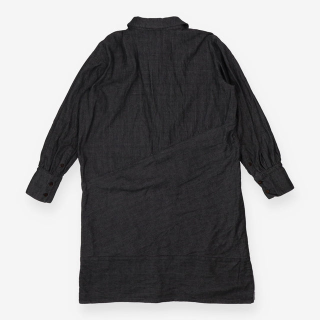 Organic Cotton Shirt Dress | Grey Herringbone Weav