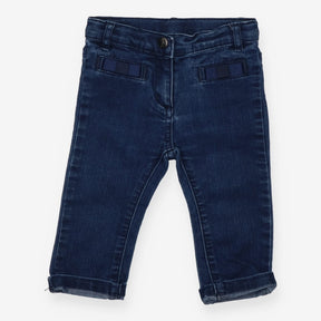 Denim Jean Front Pocket with  Navy Bows