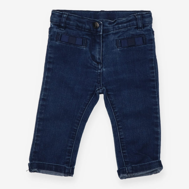 Denim Jean Front Pocket with  Navy Bows