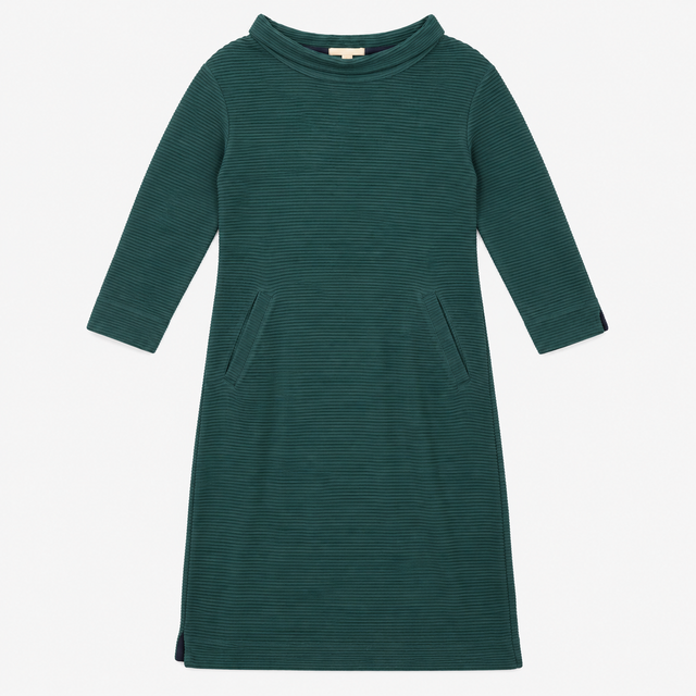 Textured Knitted Dress Teal Blue