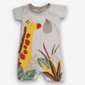 Romper Stone With Applique Giraffe & pocket
