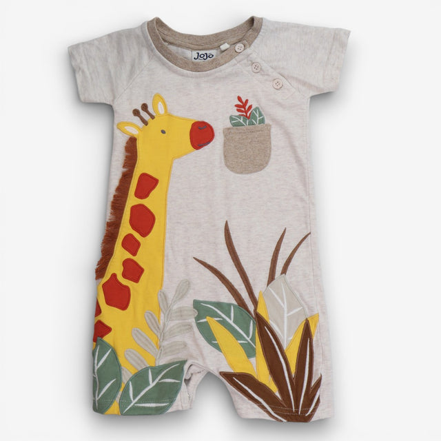 Romper Stone With Applique Giraffe & pocket