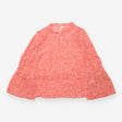 Floral Blouse Coral Pink Ruffle Long Sleeve Tie Ne