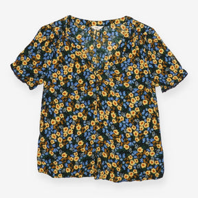 Blouse Floral Short Puff Sleeve