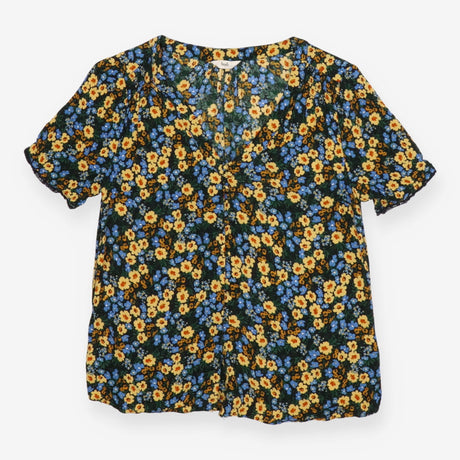 Blouse Floral Short Puff Sleeve