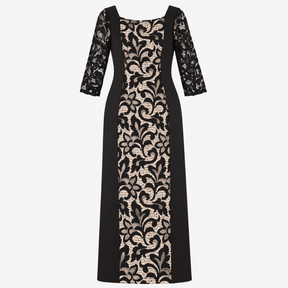 Dress Lace Maxi Black Nude Bodycon 3/4 Sleeve Occa
