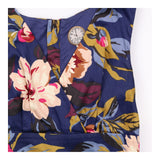 Midi Dress Navy Multicolour Floral Pleated V Neck