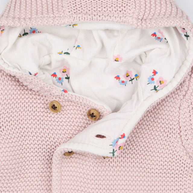 Light pink cardigan knit floral lining 