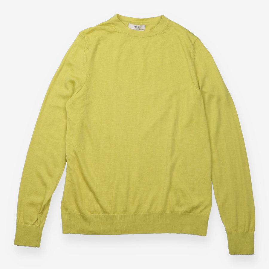 Merino Wool Jumper Lime Green Crew Neck
