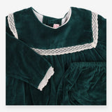 Dress and pants 2pc green velvet lace trim