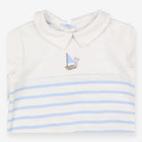 Collared Sleepsuit Blue and White Bear Sailing App