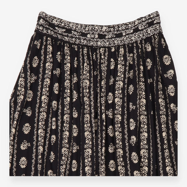 Maxi Skirt Black Cream Printed Long Length