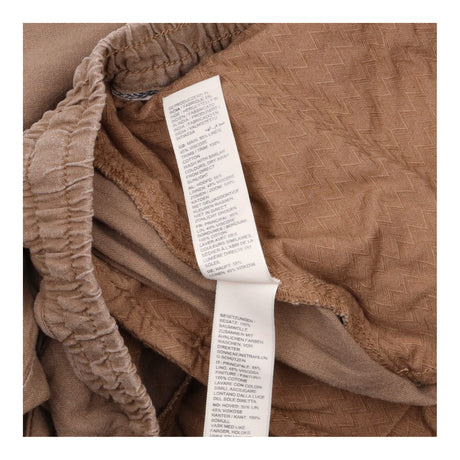 Trousers Drawstring Waist Linen Blend Light Brown