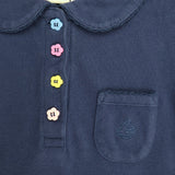 Blue Polo Shirt with Coloured Buttons