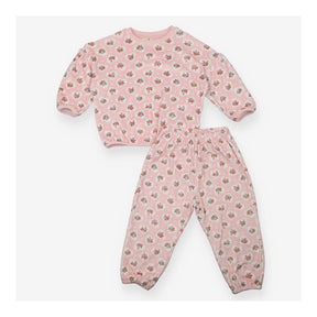 Fleece Pyjama Pink with Flowers Bouquet in White H