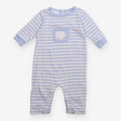 Sleepsuit blue white stripe pocket polar bear