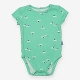 Bodysuit short sleeves green dogs