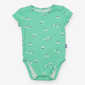Bodysuit short sleeves green dogs