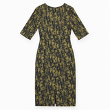 Dress Khaki Olive Black Abstract Botanical Print S