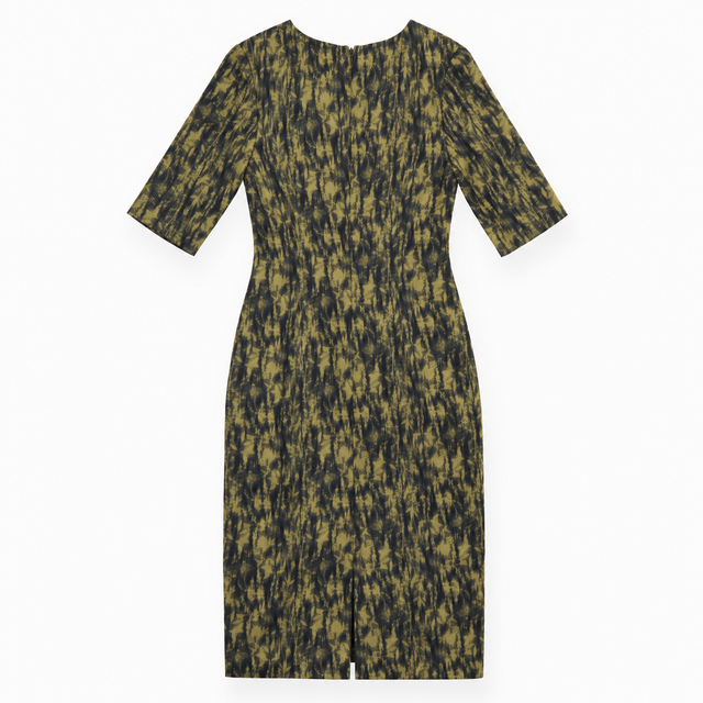 Dress Khaki Olive Black Abstract Botanical Print S