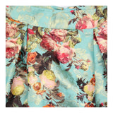 Skirt Turquoise Gold Metallic Floral Jacquard Plea