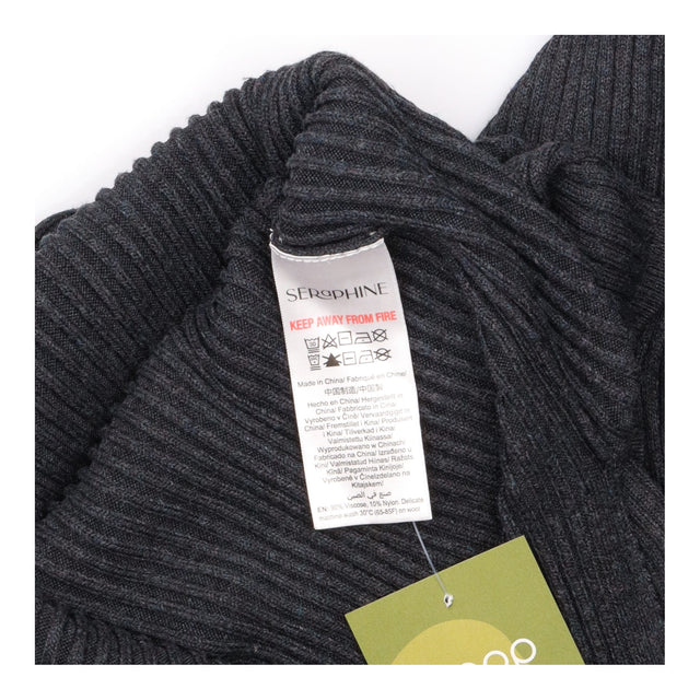 Knit Dress Grey V Neck Pearl Button Ribbed