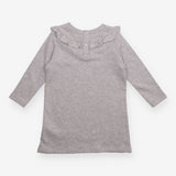Dress Long Sleeve Grey with Frill Neckline